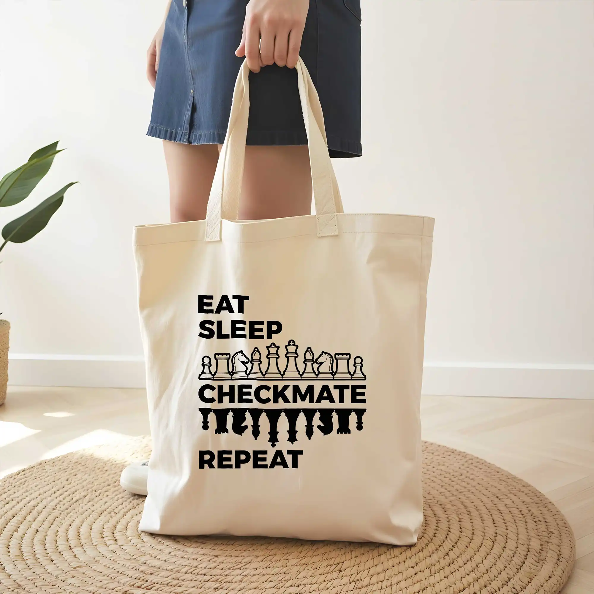 Chess Tote Bag, Eat Sleep Checkmate Repeat