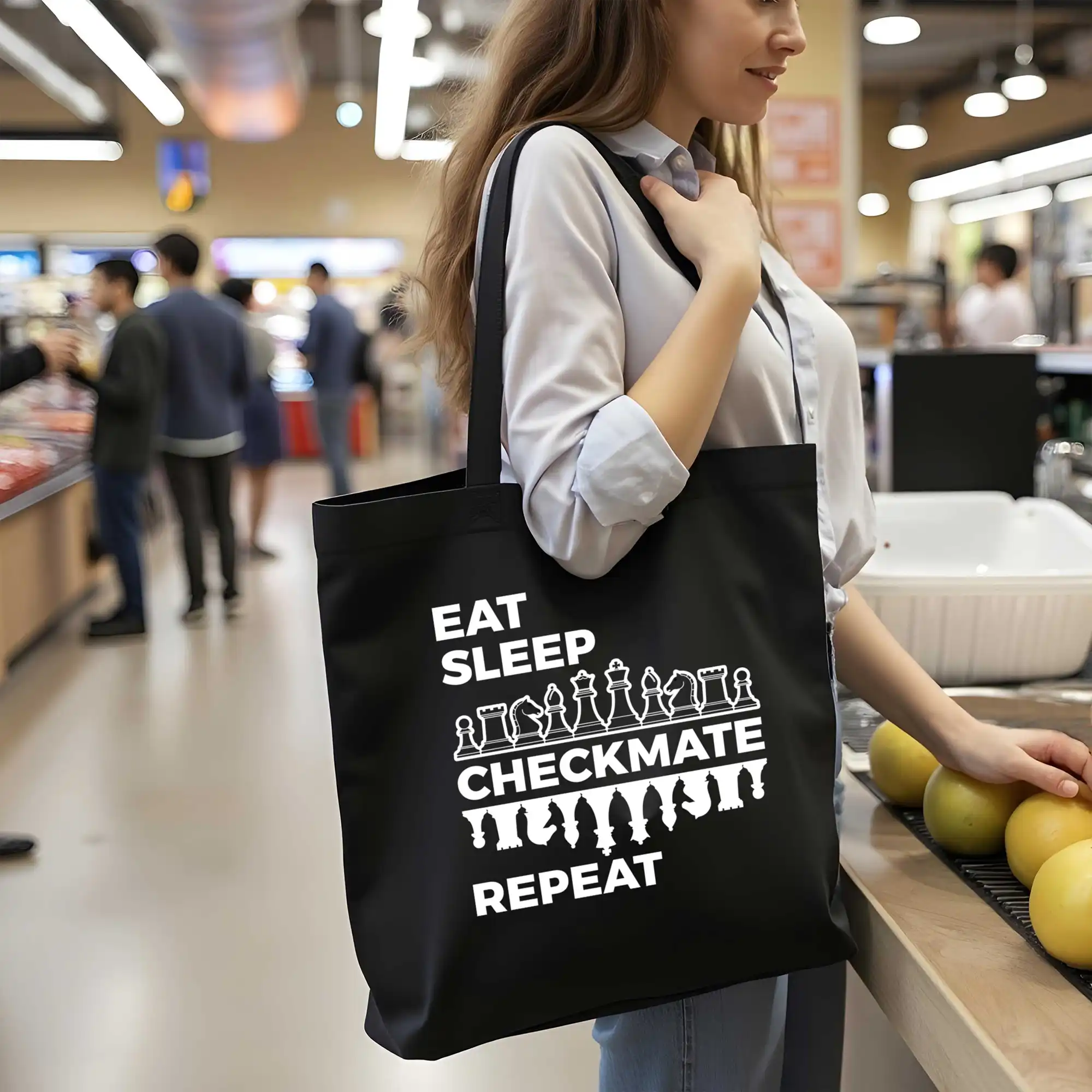 Chess Tote Bag, Eat Sleep Checkmate Repeat - Image 2