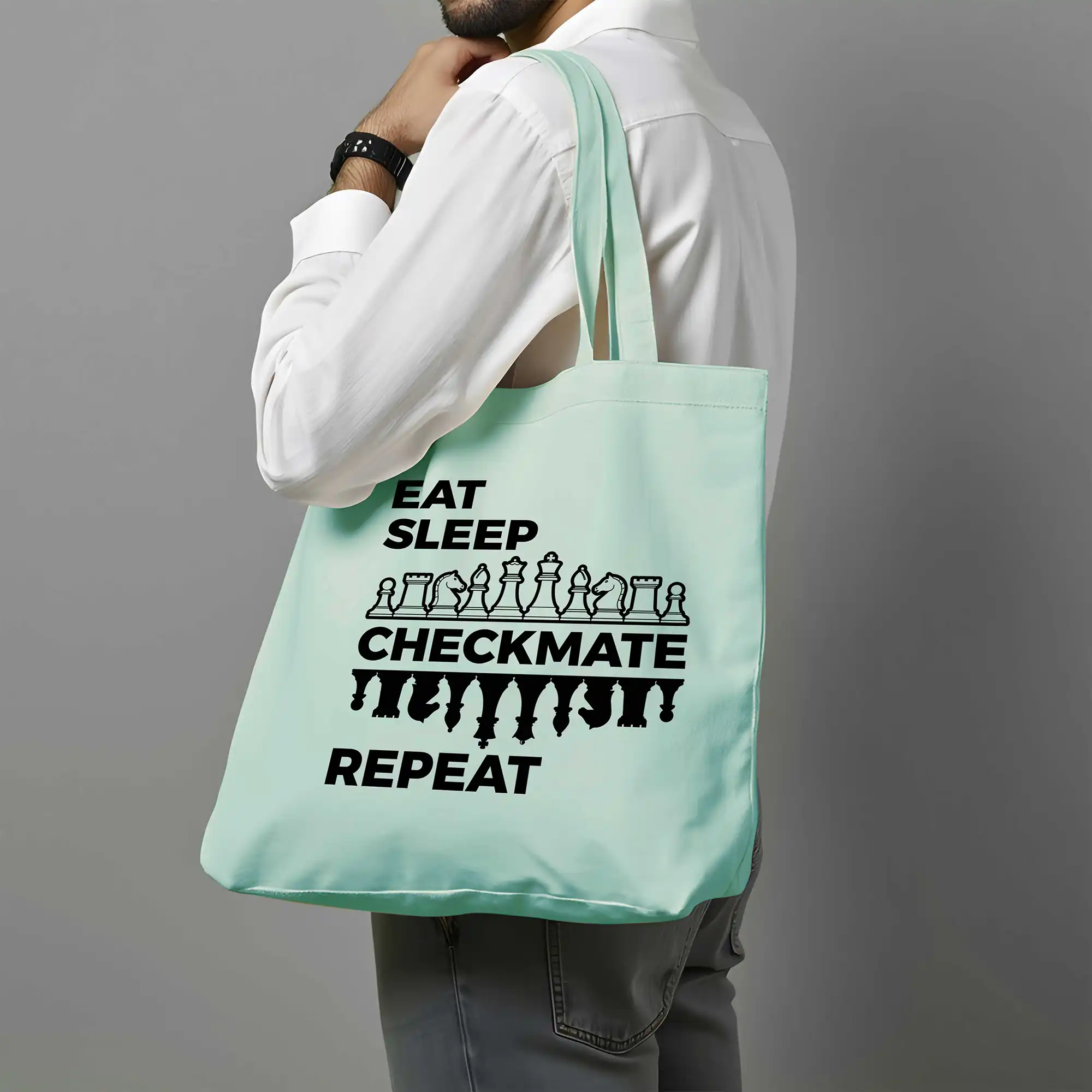 Chess Tote Bag, Eat Sleep Checkmate Repeat - Image 7