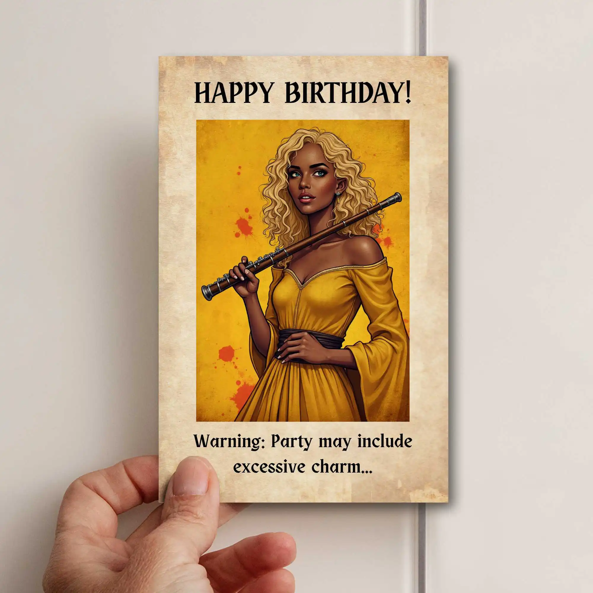 DnD Birthday Card - Bard - Female