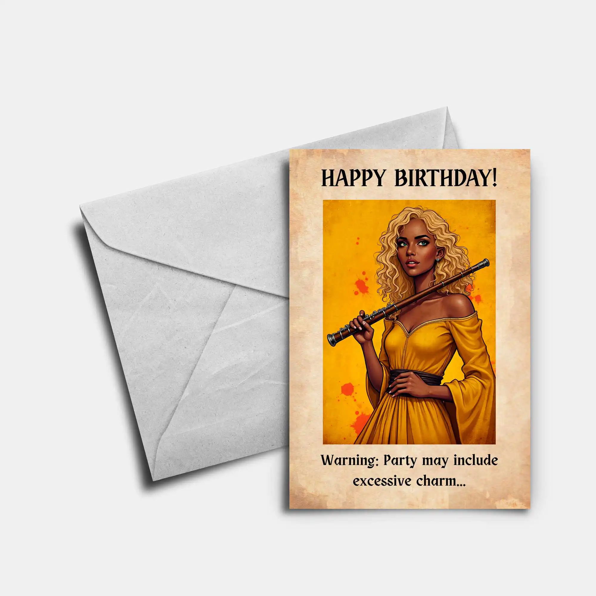 DnD Birthday Card - Bard - Female - Image 3