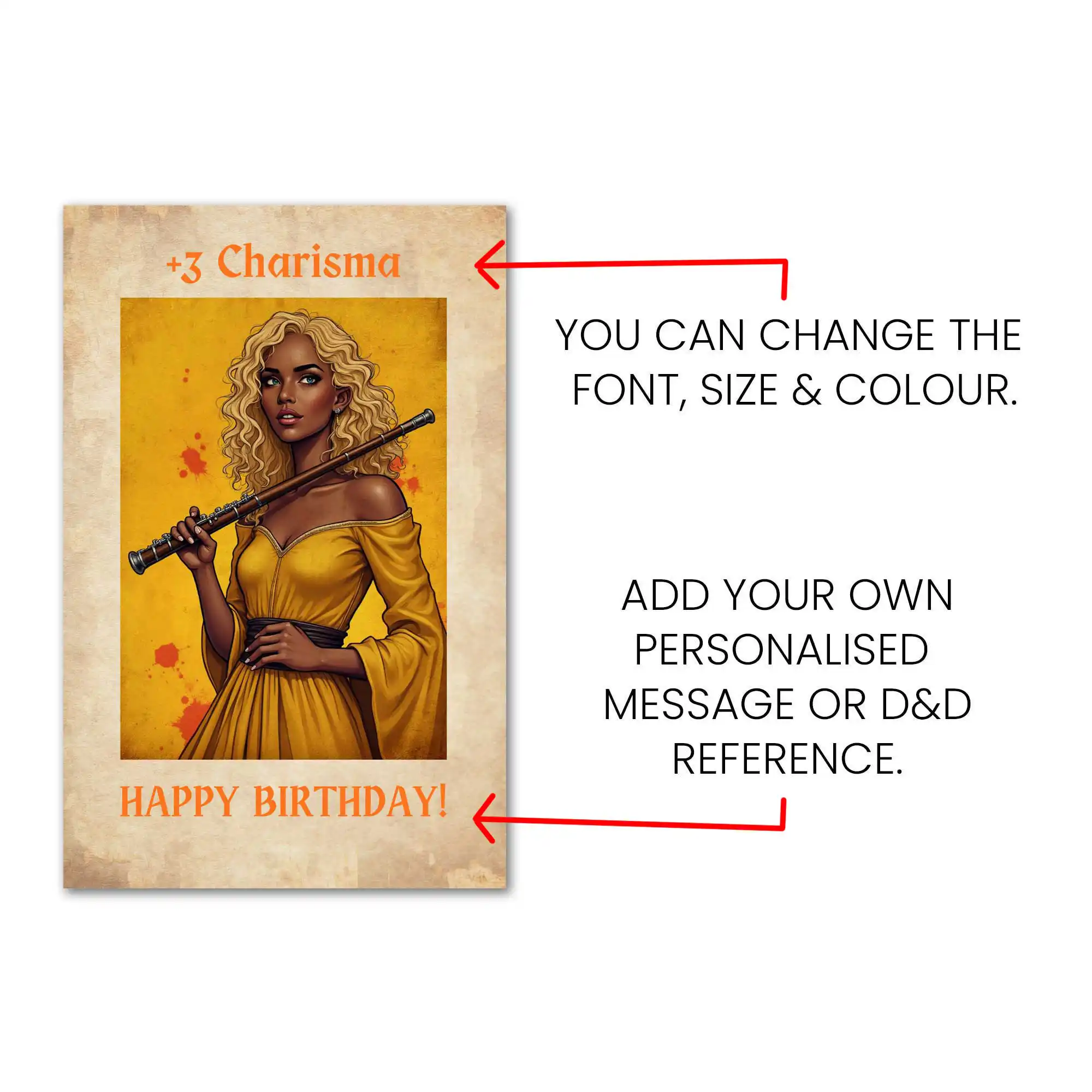 DnD Birthday Card - Bard - Female - Image 9