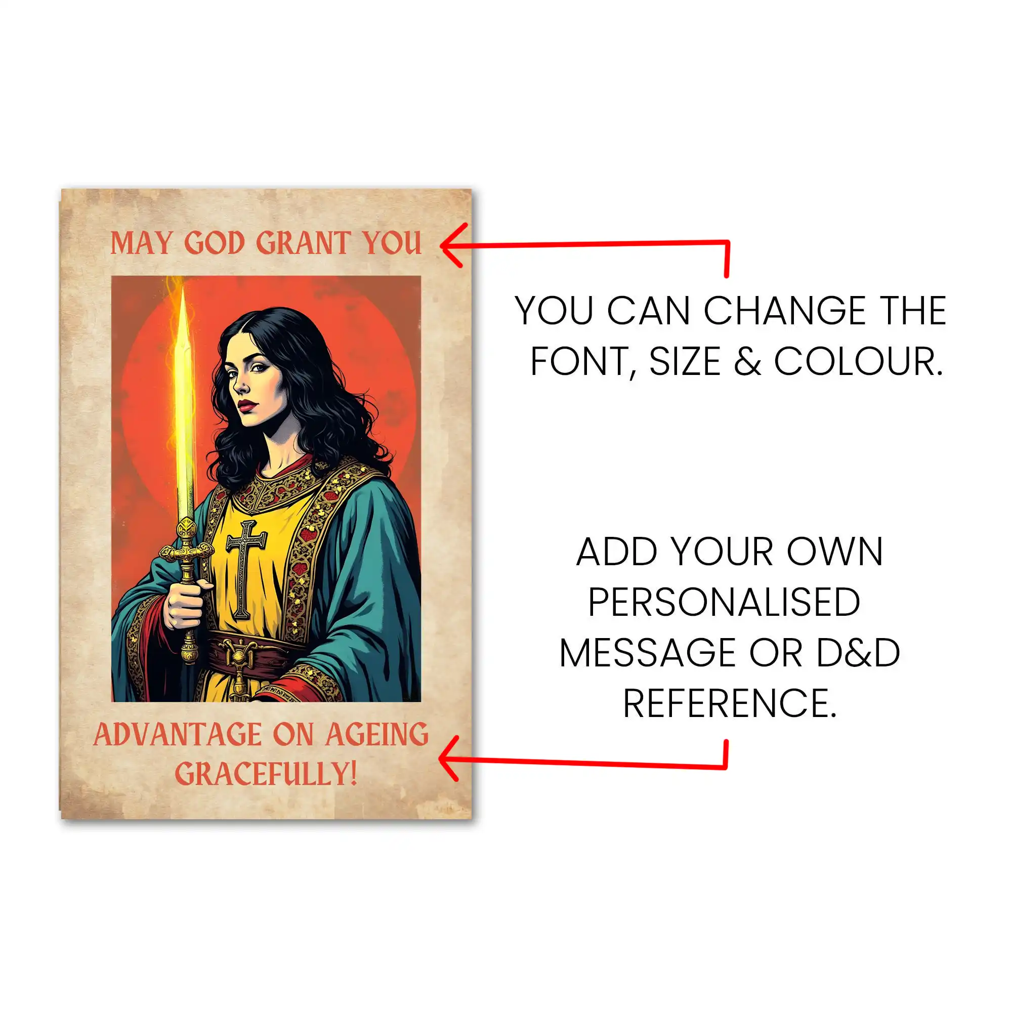DnD Birthday Card - Cleric - Female - Image 6